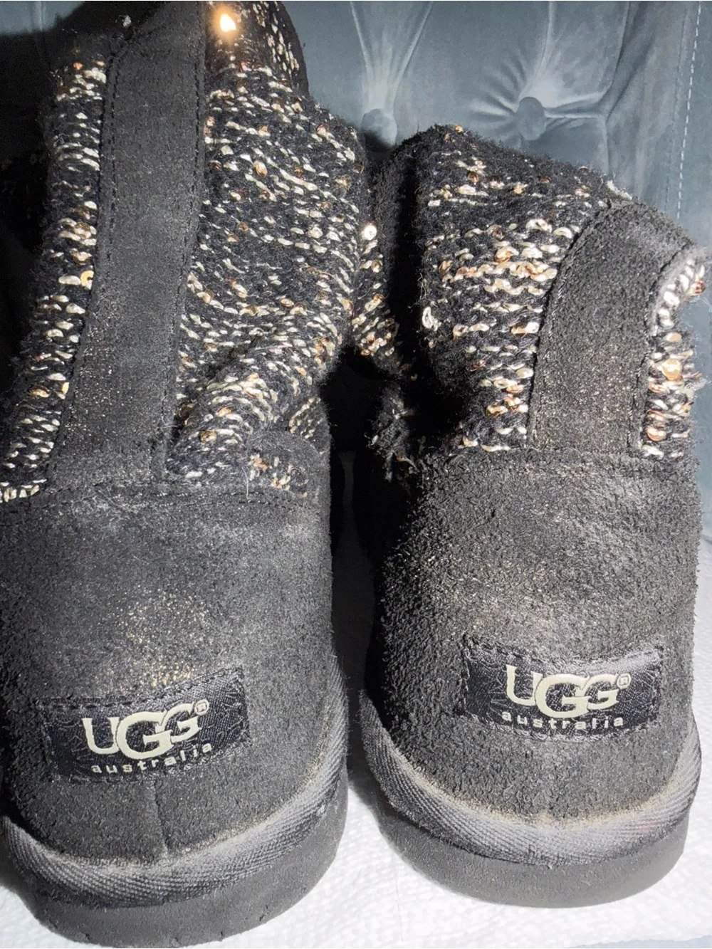 UGG Cozy Black Knit-Trim Women's Slipper Boots
